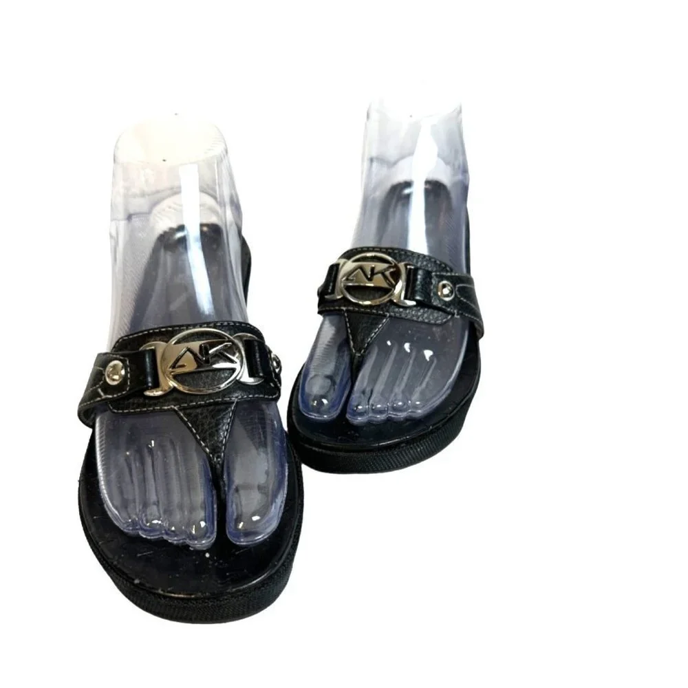 Anne Klein Sports Womens Thong Open Toe Sandals Black Size 7.5 Eur 38 Sku 2506